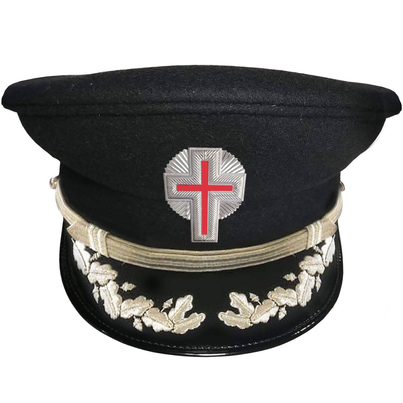 Sir Knight Knights Templar Fatigue Cap - Silver Vinework - Bricks Masons