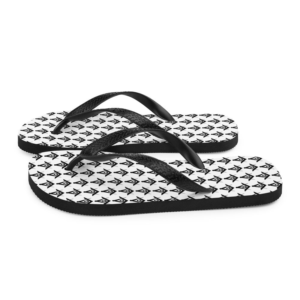 Master Mason Blue Lodge Flip-Flops - Black and White - Bricks Masons