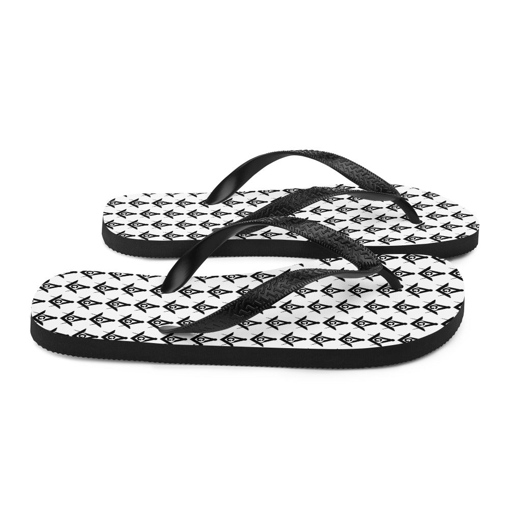 Master Mason Blue Lodge Flip-Flops - Black and White - Bricks Masons