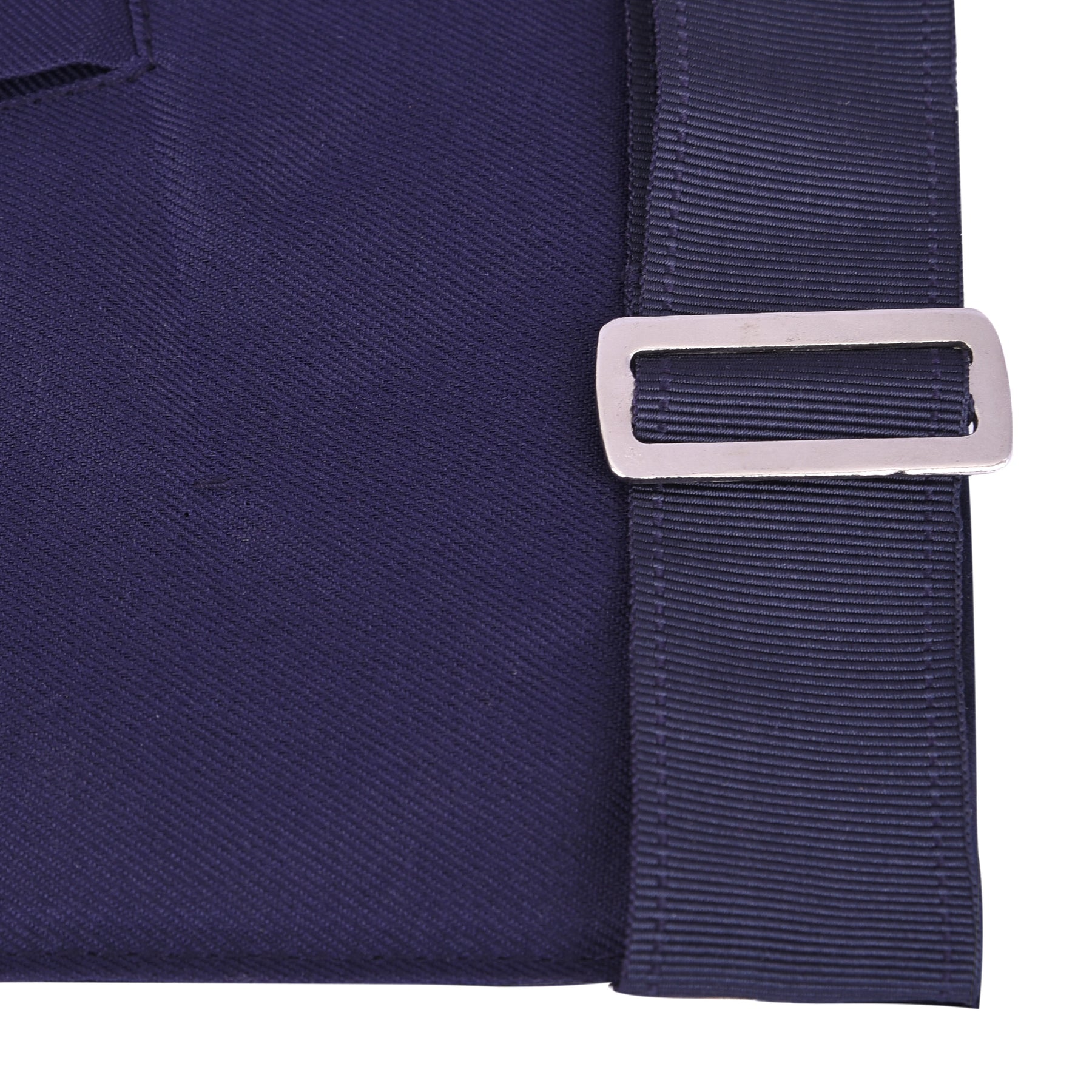 Treasurer Blue Lodge Officer Apron - Kenton Lodge Navy Velvet With Silver Embroidery Thread - Bricks Masons