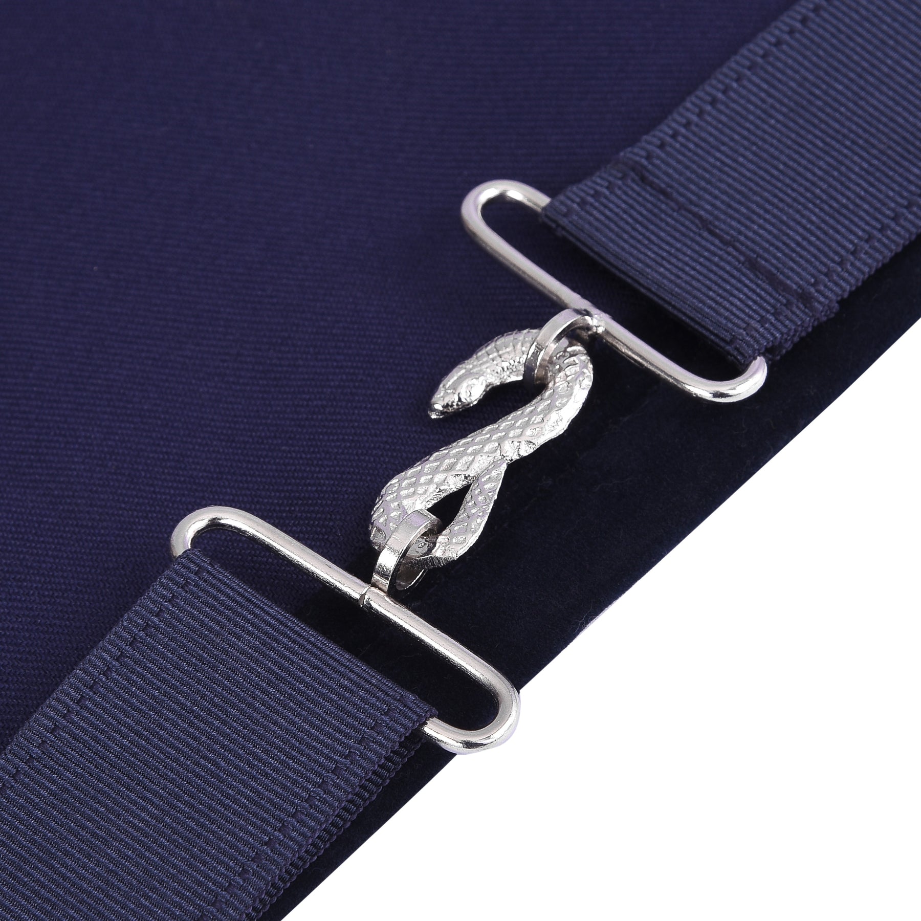 Treasurer Blue Lodge Officer Apron - Kenton Lodge Navy Velvet With Silver Embroidery Thread - Bricks Masons