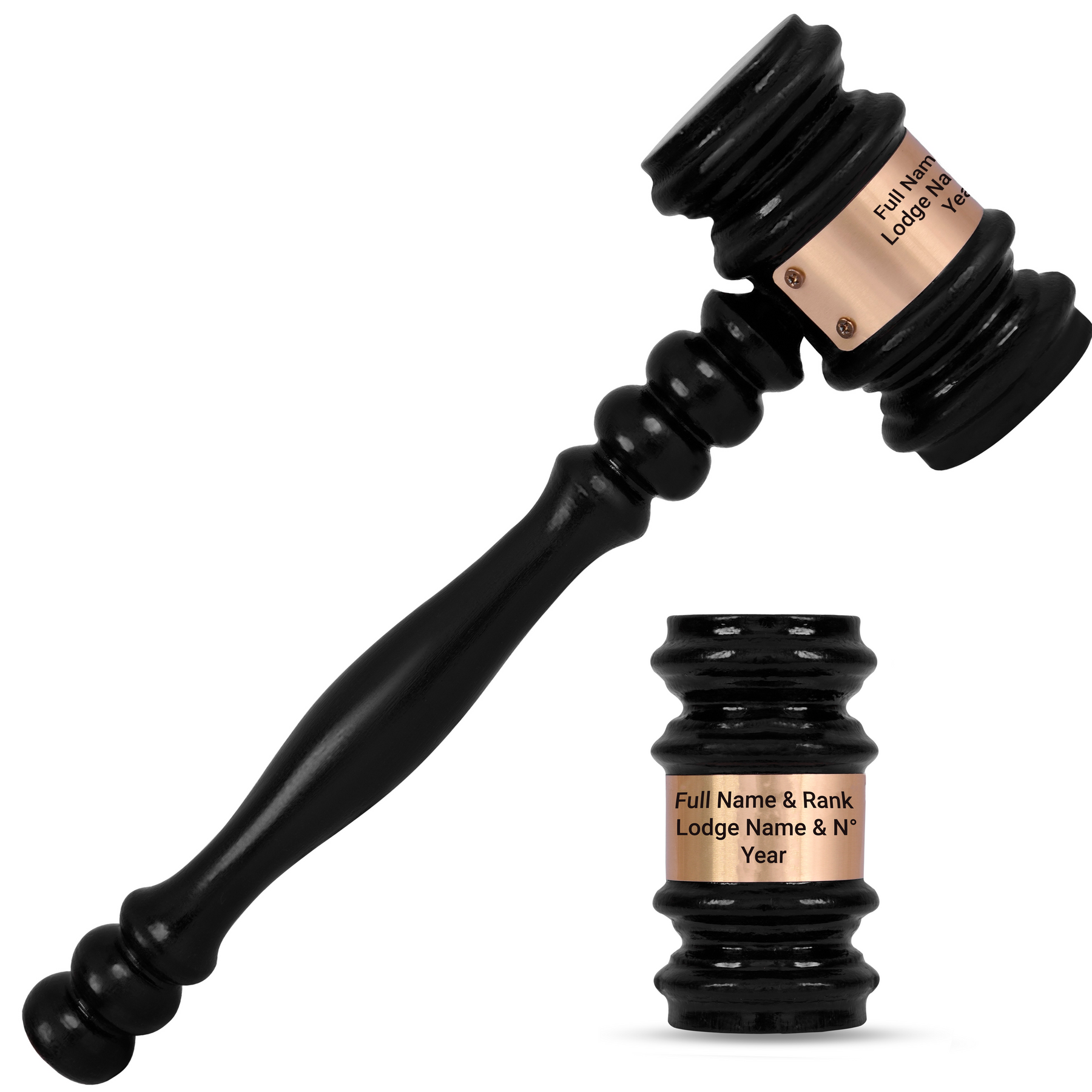 Universal Gavel - Black Handcrafted Wood Customization - Bricks Masons