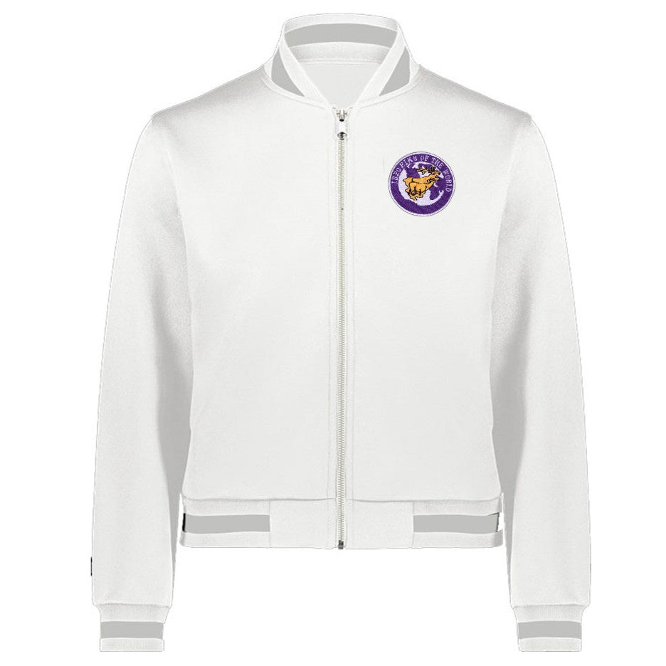 Elks of the World Jacket - IBPO White Leather With Purple Emblem & Customization - Bricks Masons