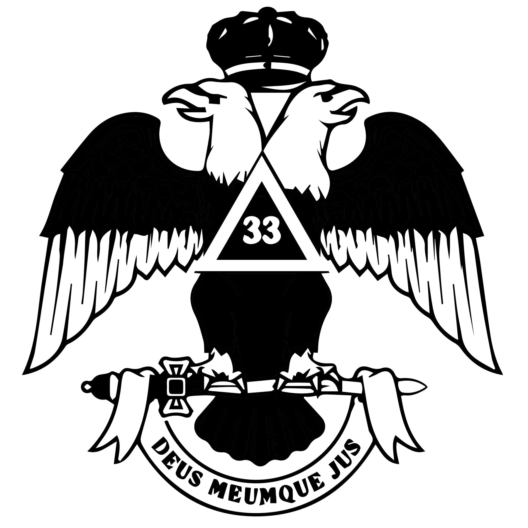 33rd Degree Scottish Rite Ring - Wings Down Black - Bricks Masons