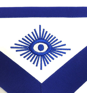 Junior Steward Blue Lodge Officer Apron - Royal Blue Wreath Embroidery - Bricks Masons