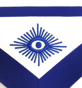 Officers Blue Lodge Officer Apron Set - Royal Blue Ribbon Machine Embroidery (Set of 12) - Bricks Masons