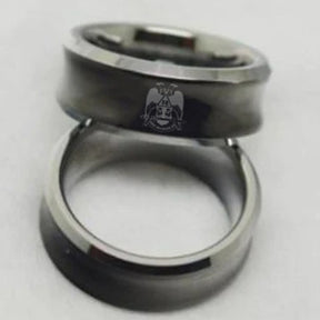 32nd Degree Scottish Rite Ring - Wings Down Black Concave Tungsten - Bricks Masons