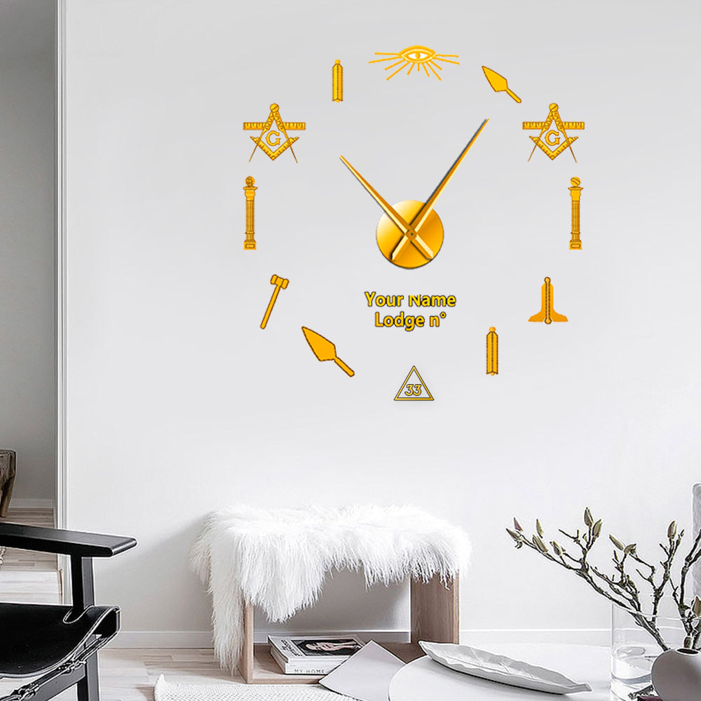 33rd Degree Scottish Rite Clock - Frameless Design - Bricks Masons