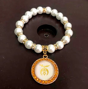 Shriners Bracelet - Gold and White - Bricks Masons