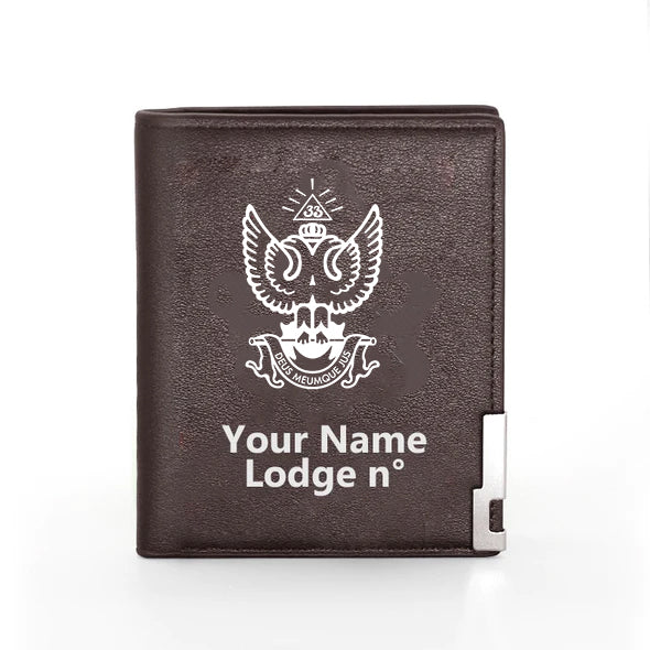 33rd Degree Scottish Rite Wallet - Wings Up Black & Brown - Bricks Masons