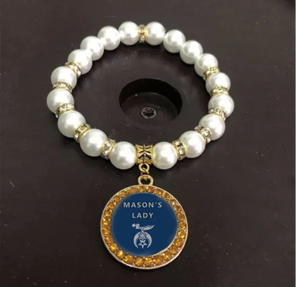 Shriners Bracelet - Gold and White - Bricks Masons