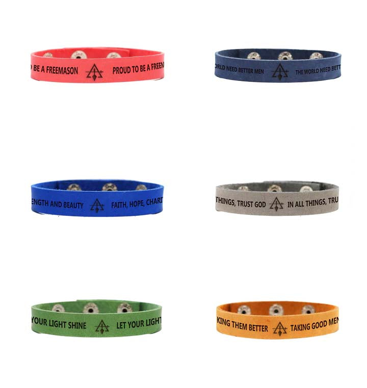 Council Bracelet - Various Leather Colors - Bricks Masons