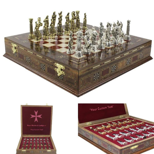 Order Of Malta Chess Set - Hand Workmanship Patterns - Bricks Masons
