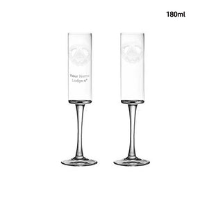 Grand Master Blue Lodge Champagne Flute - 2 Pieces Set - Bricks Masons