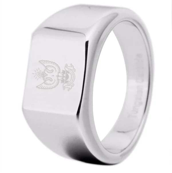 33rd Degree Scottish Rite Ring - Wings Up 12MM Width Silver - Bricks Masons