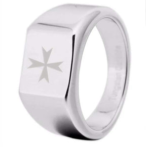 Order of Malta Commandery  Ring - 12MM Width Silver - Bricks Masons