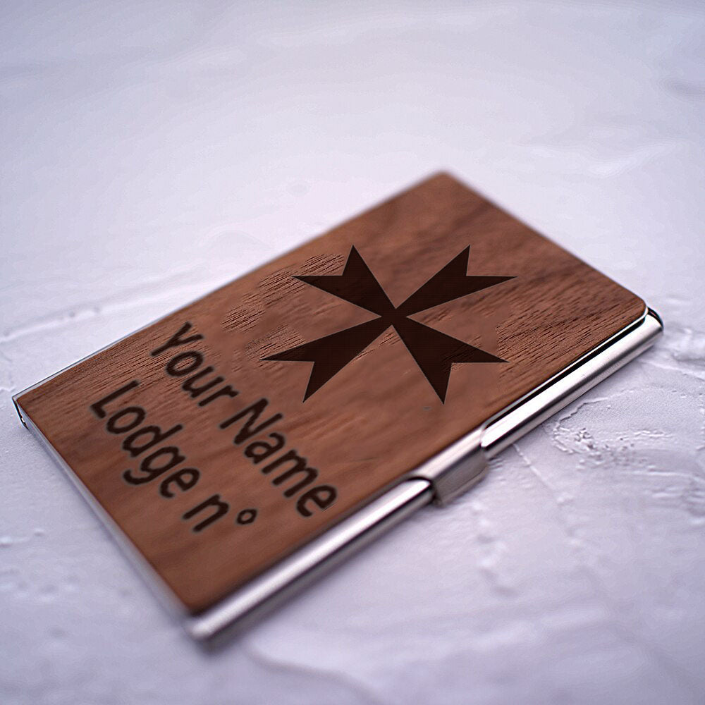 Order Of Malta Commandery Business Card Holder - (RFID Protection) - Bricks Masons