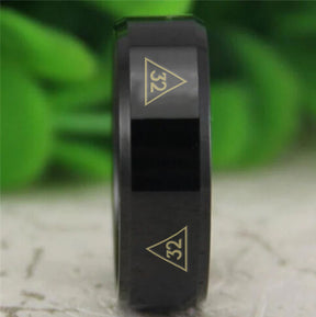 32nd Degree Scottish Rite Ring - Reverse Comfort Fit Tungsten - Bricks Masons