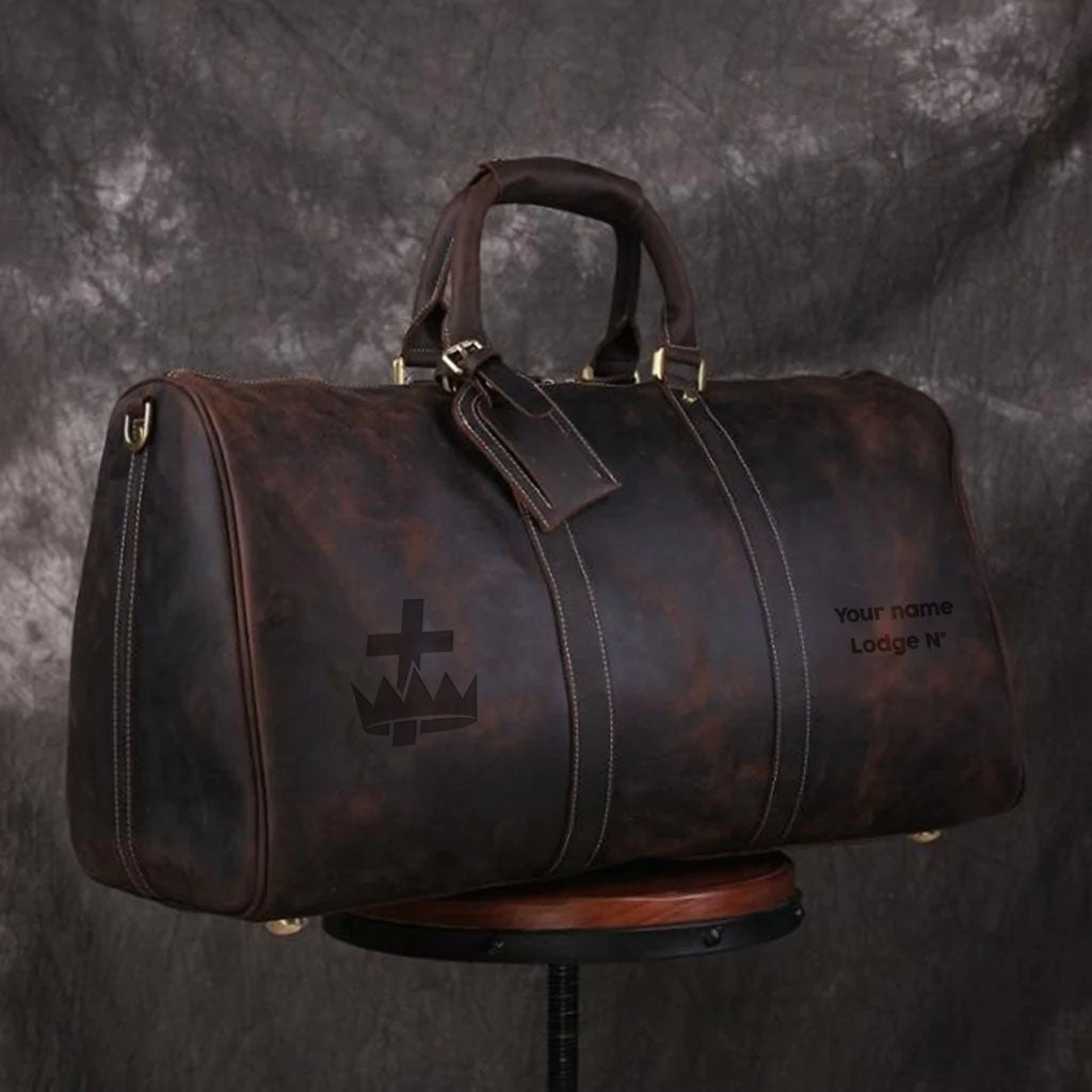 Knights Templar Travel Bag - Genuine Vintage Leather - Bricks Masons