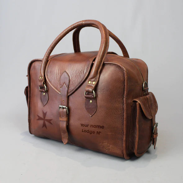 Order of Malta Travel Bag - Vintage Brown Leather - Bricks Masons