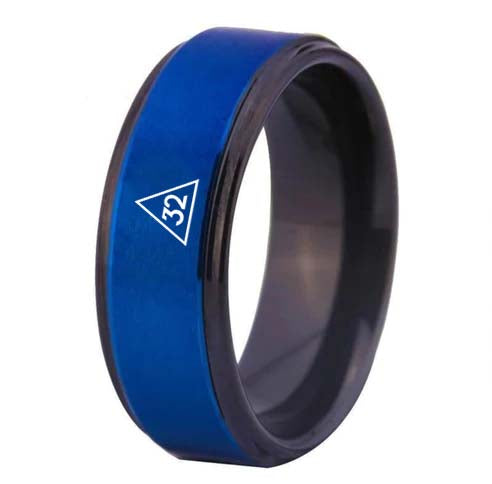 32nd Degree Scottish Rite Ring - Blue Tungsten - Bricks Masons