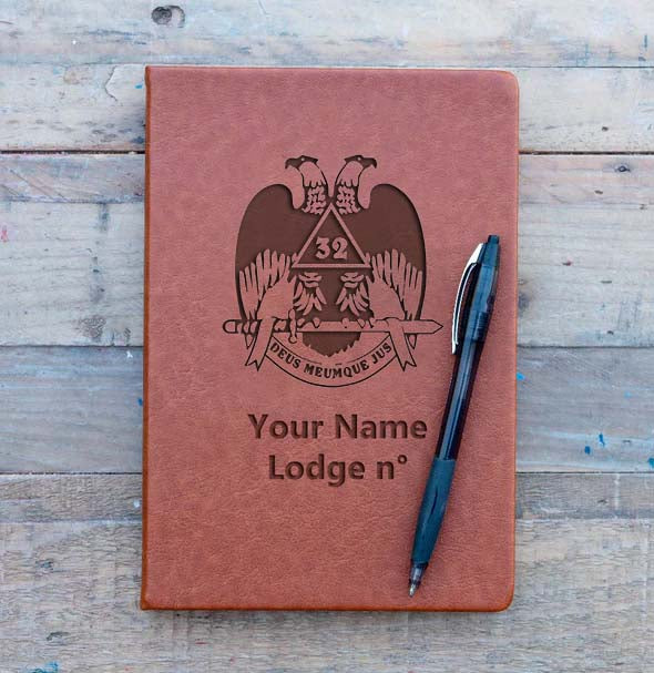 32nd Degree Scottish Rite Journal - Wings Down  Brown Faux Leather - Bricks Masons