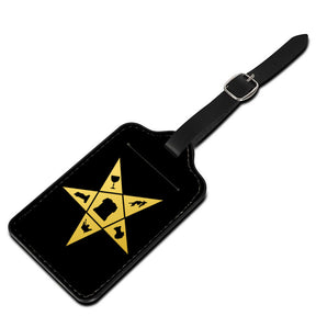 OES Luggage Tag - Black Leather - Bricks Masons