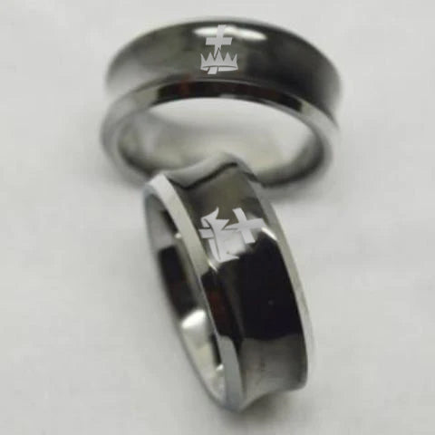 Knights Templar Commandery Ring - Black Concave Tungsten - Bricks Masons