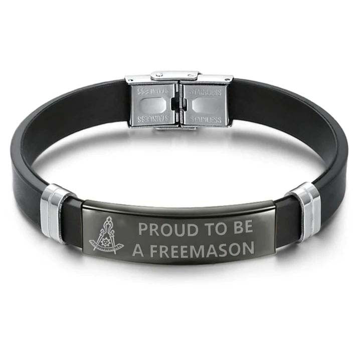 Past Master Blue Lodge California Regulation Bracelet - Steel & Leather - Bricks Masons