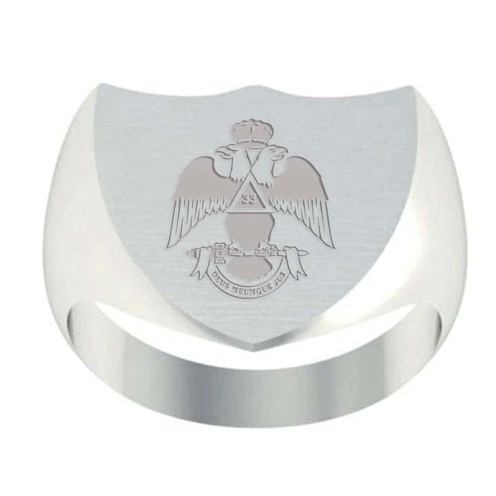 33rd Degree Scottish Rite Ring - Wings Down Sterling Silver - Bricks Masons