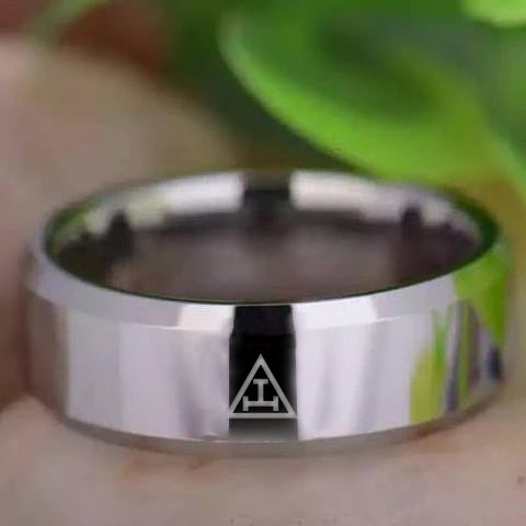 Royal Arch Chapter Ring - Silver Beveled Tungsten - Bricks Masons