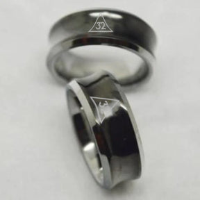 32nd Degree Scottish Rite Ring - Black Concave Tungsten - Bricks Masons