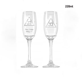 32nd Degree Scottish Rite Champagne Flute - 2 Pieces Set - Bricks Masons