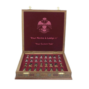 33rd Degree Scottish Rite Chess Set - Wings Down Hand Workmanship Patterns - Bricks Masons