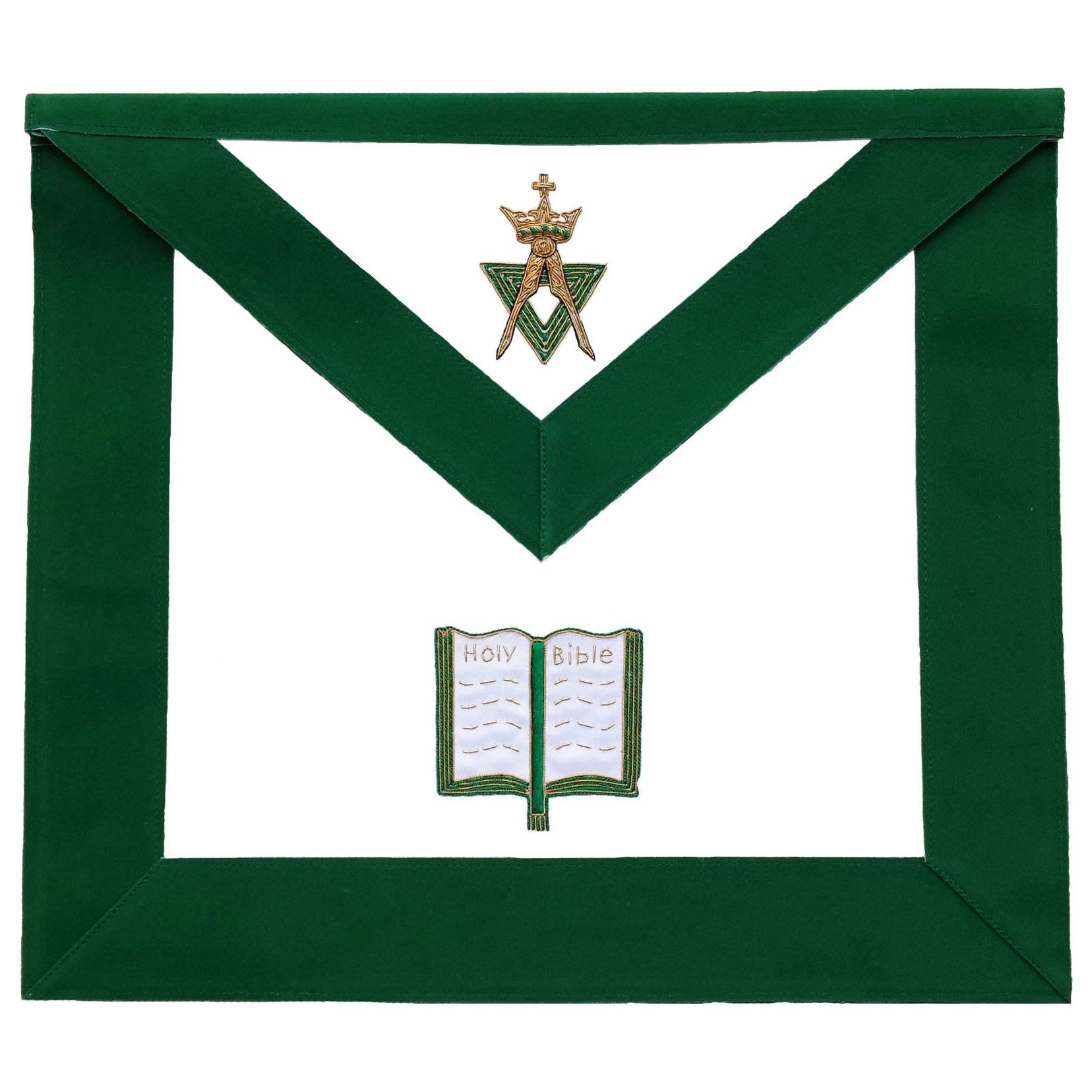 Chaplain Allied Masonic Degrees Apron - Green Velvet - Bricks Masons