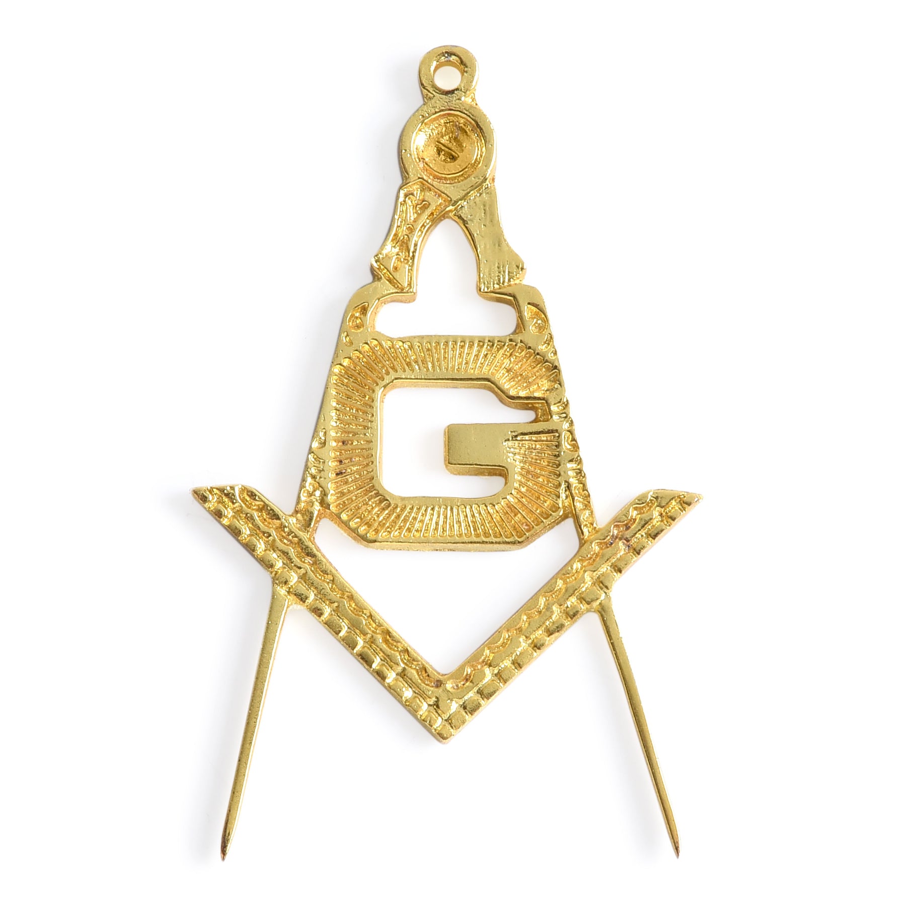 Master Mason Blue Lodge Collar Jewel - Gold Plated Square & Compass with G - Bricks Masons