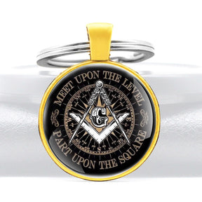 Master Mason Blue Lodge Keychain - Meet Upton the Level & Part Upon The Square - Bricks Masons