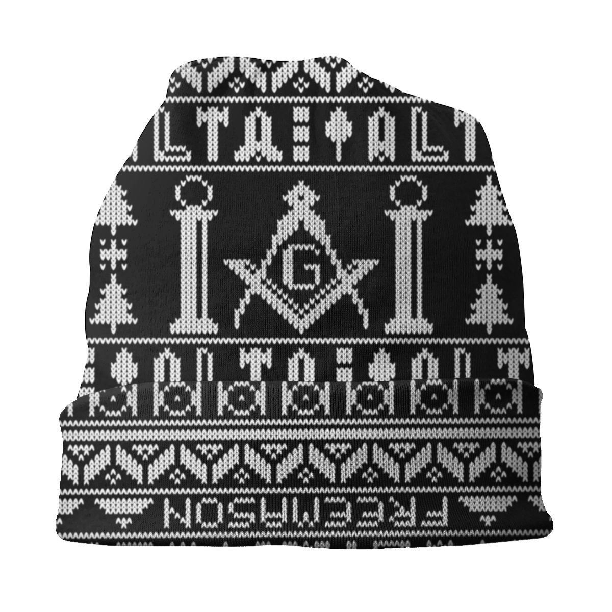 Master Mason Blue Lodge Beanie - Christmas Black & White - Bricks Masons