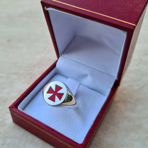 Knights Templar Commandery Ring - 925K Sterling Silver Red Cross - Bricks Masons