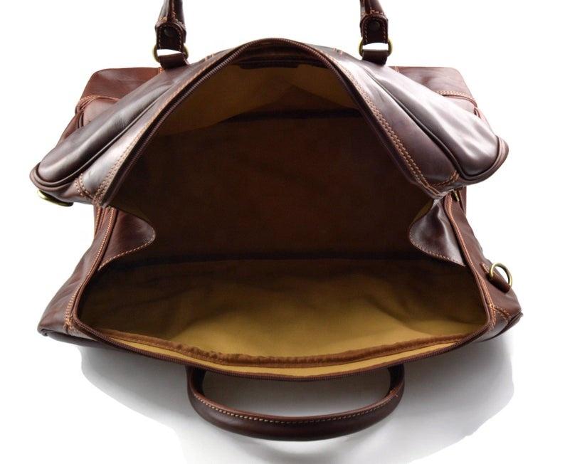 32nd Degree Scottish Rite Travel Bag - Wings Down Genuine Light Brown Leather - Bricks Masons