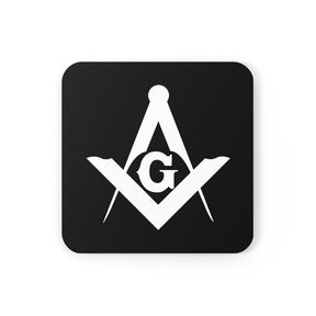 Master Mason Blue Lodge Coaster - Square & Compass G Black - Bricks Masons