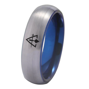 Council Ring - Silver With Blue Tungsten - Bricks Masons