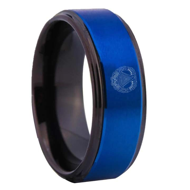 Grand Master Blue Lodge Ring - Blue Tungsten - Bricks Masons
