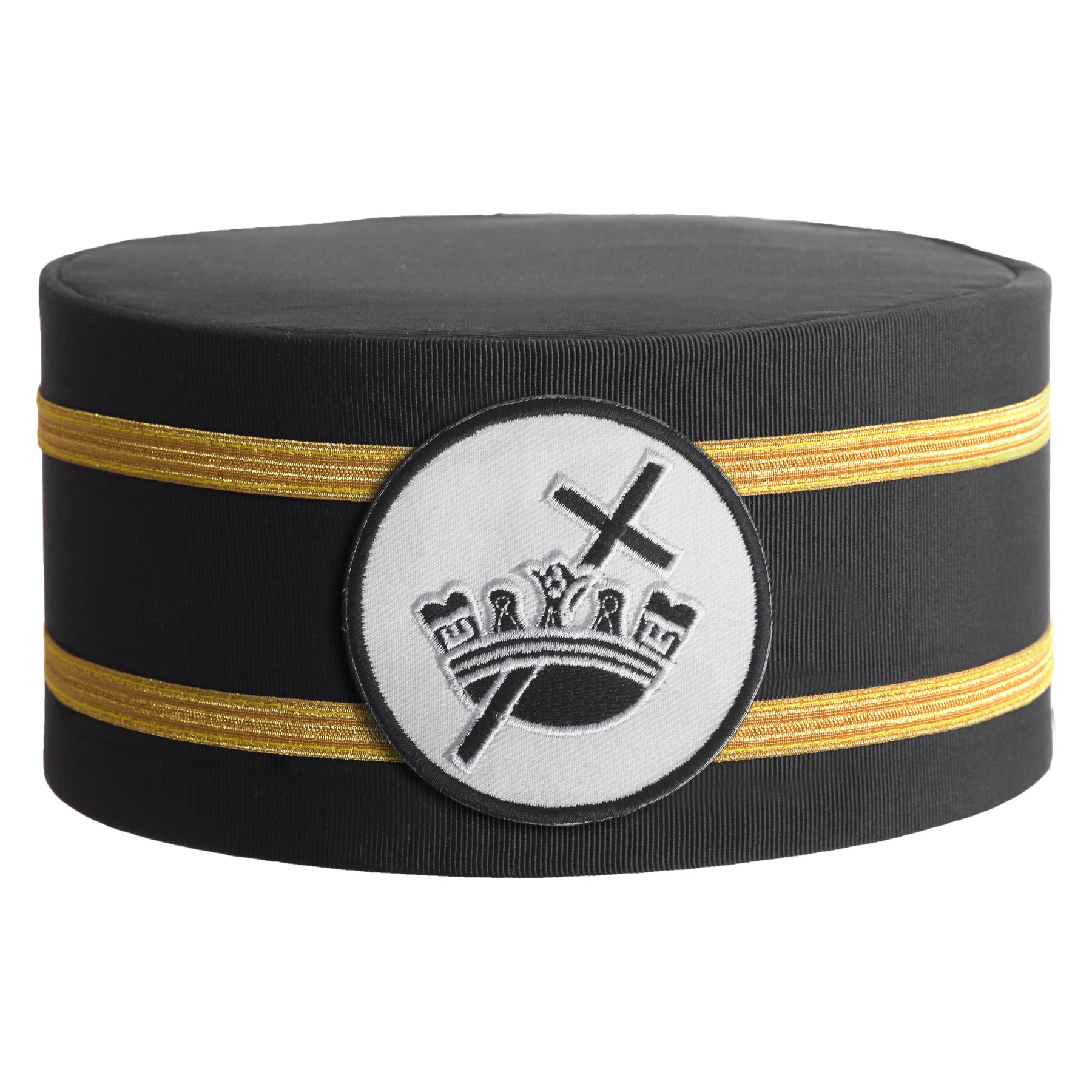 Knights Templar Commandery Crown Cap - White Patch With Double Braid - Bricks Masons