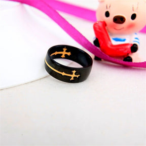 Master Mason Blue Lodge Ring - Separable Cross Black Stainless Steel - Bricks Masons