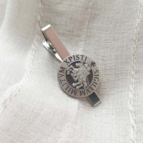 Knights Templar Tie Clip - Silver Armor Shield - Bricks Masons