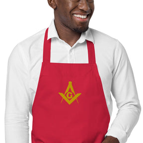 Master Mason Bllue Lodge Kitchen Apron - Square and Compass G Embroidery - Bricks Masons