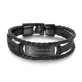 Master Mason Blue Lodge Bracelet - Black & Brown - Bricks Masons