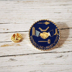 Master Mason Blue Lodge Lapel Pin - Zinc Alloy BROTHERLY LOVE RELIEF TRUTH - Bricks Masons