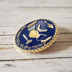Master Mason Blue Lodge Lapel Pin - Zinc Alloy BROTHERLY LOVE RELIEF TRUTH - Bricks Masons
